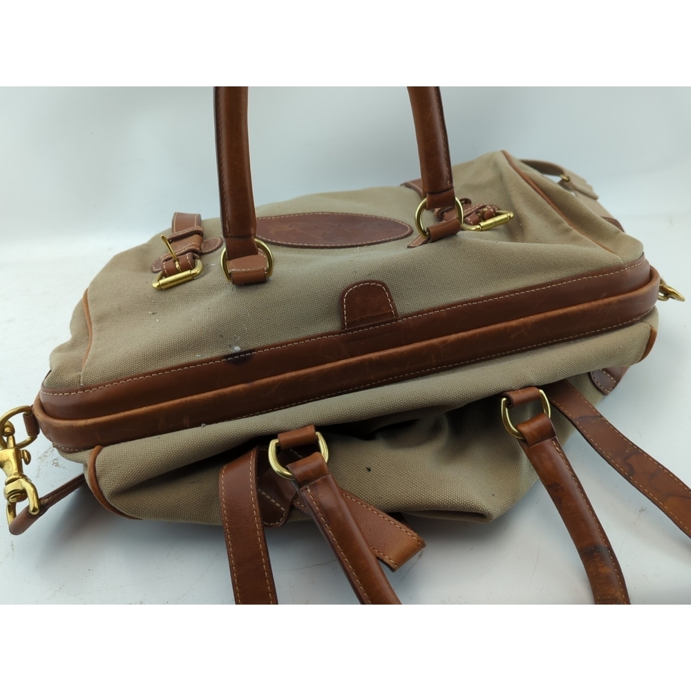 BROOKS BROTHERS Bag Canvas Leather Duffle Weekender Whiskey Brown - Picture 8 of 10